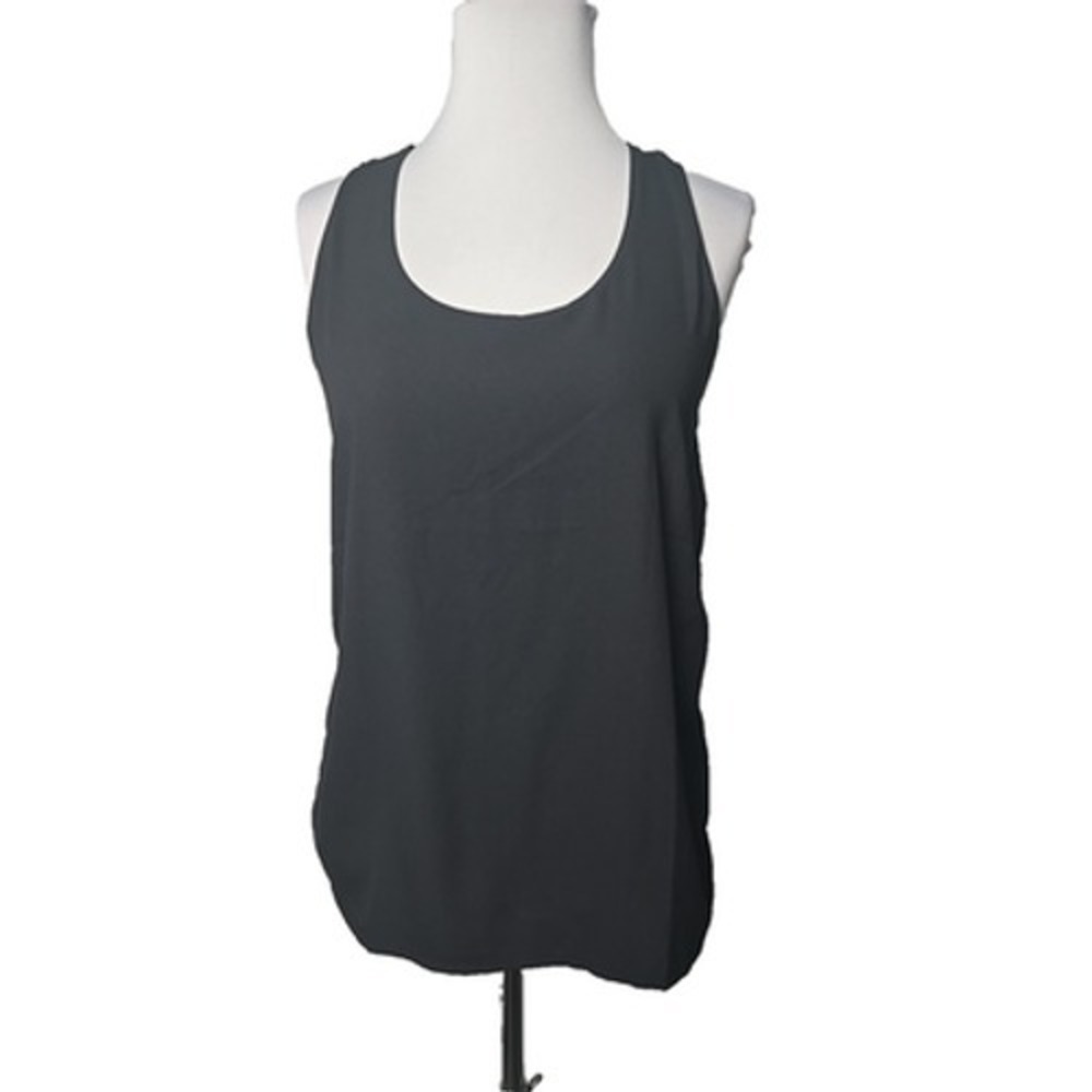 Ann Taylor Black Sleeveless Top Small S Jersey Chiffon Contrast